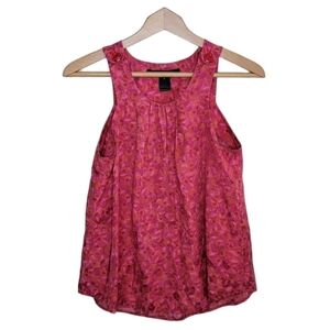 Marc by Marc Jacobs | Pink Orange Abstract Floral Tank Button Straps Size Small